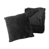 Gusta Plaid met kussenhoes 43x43cm zwart - thumbnail