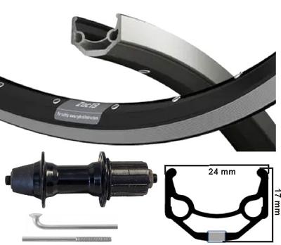 Kgs achterwiel 28 inch (622) zac19 zw/zilver cassette 7 speed uitval