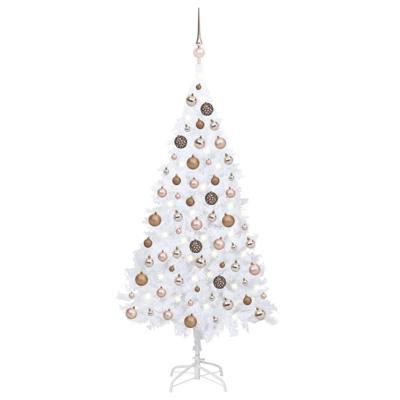 VidaXL Kunstkerstboom met verlichting en kerstballen 120 cm pvc wit