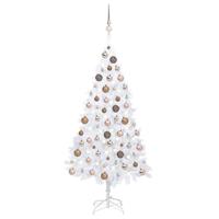 VidaXL Kunstkerstboom met verlichting en kerstballen 120 cm pvc wit - thumbnail