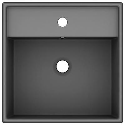 Wastafel met overloop vierkant 41x41cm keramiek mat donkergrijs Wastafel met overloop vierkant 41x41cm keramiek mat donkergrijs