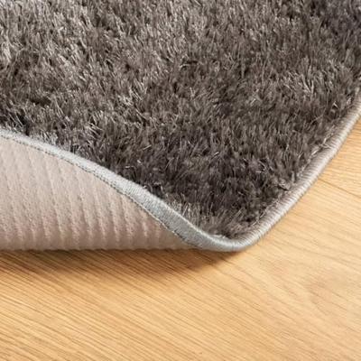 VidaXL Vloerkleed istan hoogpolig glanzend ø 100 cm grijs