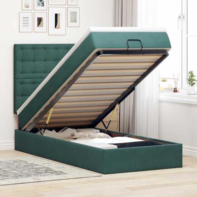 Ottoman bed met matrassen 90x200cm fluweel donkergroen