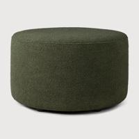 Ethnicraft Poef 'Barrow' 60cm, Structuurstof, kleur Pine Green - thumbnail