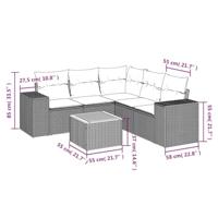 6-delige Loungeset met kussens poly rattan beige - thumbnail