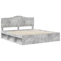 Bedframe met hoofdeinde Beton 200 x 200 cm Massief grenenhout - thumbnail