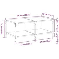 Salontafel met transparant glazen blad 98,5x50x40 cm staal - thumbnail