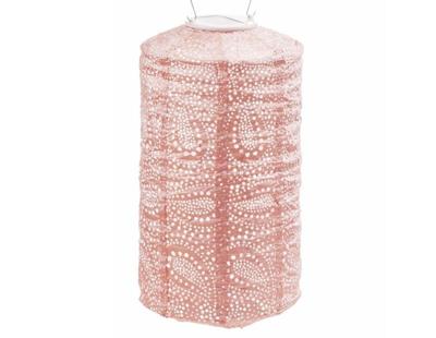 Solar lampion cylinder paisley 18 cm roze Lumiz - Lumiz