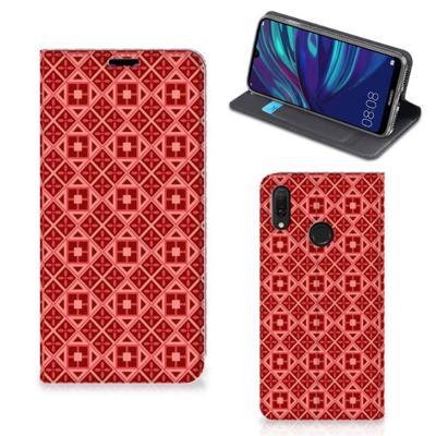 Huawei Y7 hoesje Y7 Pro (2019) | Hoesje met Magneet | Batik Rood Huawei Y7 hoesje Y7 Pro (2019) | Hoesje met Magneet | Batik Rood