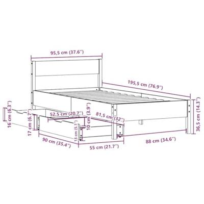 Bedframe zonder matras massief grenenhout wit 90x190 cm