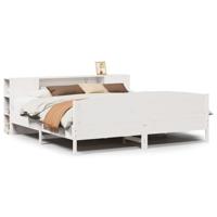 Bed met boekenkast zonder matras grenenhout wit 180x200 cm - thumbnail