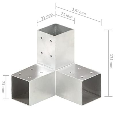VidaXL Paalverbindingen 4 st y-vorm 71x71 mm gegalvaniseerd metaal - thumbnail