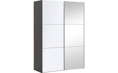 Goossens Kledingkast Easy Storage Sdk, 153 cm breed, 220 cm hoog, 1x 3 paneel glas schuifdeur li en 1x 3 paneel spiegel schuifdeur re
