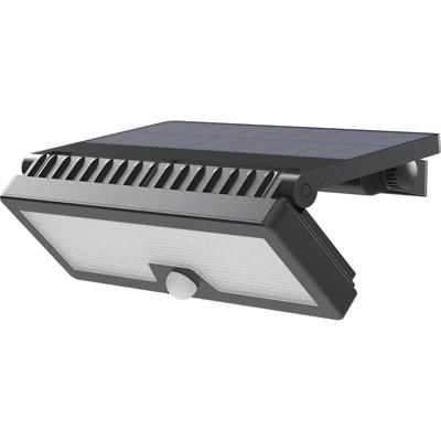 LED Solar Tuinverlichting met Sensor - Wandlamp op Zonne-energie met Bewegingssensor - Brinton Solara - 10W 1000lm - Aanpasbare Lichtkleur 3000K-4000K-6500K - IP54 - Zwart