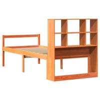Bed met boekenkast zonder matras massief hout wasbruin 75x190cm - thumbnail