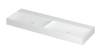 Wastafel United Porselein dubbel met 2 kraangaten incl. porseleinen click plug en verborgen overloop systeem 140 cm x 45 cm x 11 cm Glans wit 0206151 - thumbnail