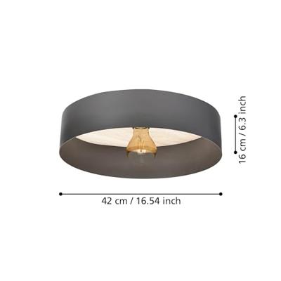 EGLO Duaia Plafondlamp - E27 - Ø 42 cm - Grijs - Hout|Staal