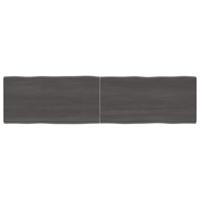 Tafelblad natuurlijke rand 160x40x(2-6)cm eikenhout donkerbruin - thumbnail
