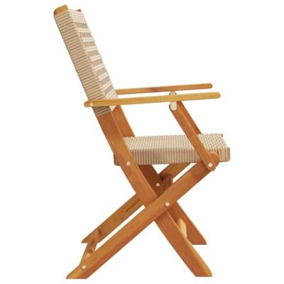 Tuinstoelen 2 st massief acaciahout en poly rattan beige Tuinstoelen 2 st massief acaciahout en poly rattan beige