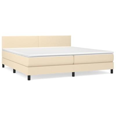 Boxspring met matras stof crèmekleurig 200x200 cm