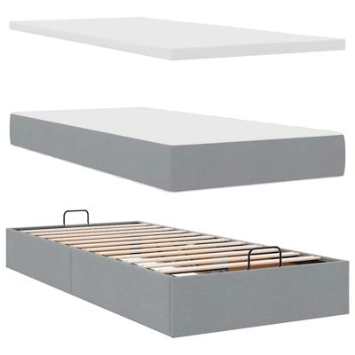 Ottoman bed met matrassen 180x200cm stof lichtgrijs