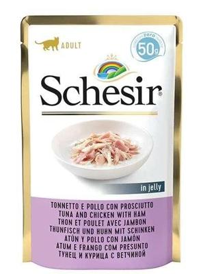 SCHESIR in jelly Tuna and chicken with ham - nat kattenvoer - 50 g