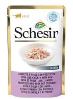 SCHESIR in jelly Tuna and chicken with ham - nat kattenvoer - 50 g - thumbnail