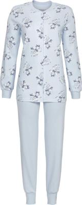 Warme katoenen doorknooppyjama blauw