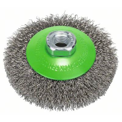 Bosch Accessories Schuine borstel Clean for Inox, gegolfd, roestvrij, 100 mm, 0,35 mm, 12.500 omw/min, M14 2608622108 2608622108 1 stuk(s)