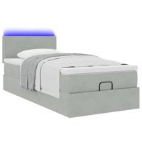Ottoman bed met matras en LED's 90x200cm fluweel lichtgrijs - thumbnail