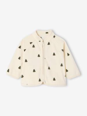 Babyvestje met rits van bedrukte fleece beige