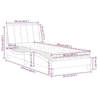Bed met matras "Hanko" fluweel lichtgrijs 90x200 cm