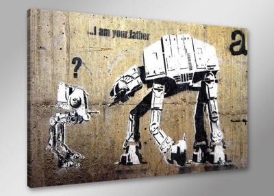 Schilderij - Banksy Father, Bruin/Wit, 80X60cm, 1luik