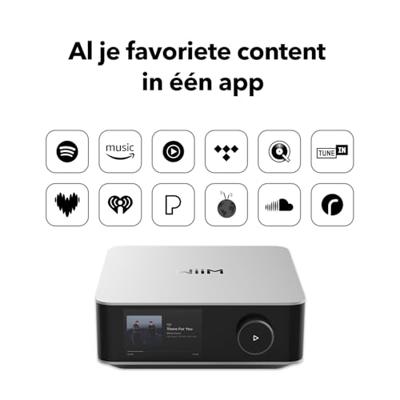WiiM Amp Ultra met Voice Remote 2 | 100W streamingversterker met ESS ES9039Q2M DAC & Dual TI TPA3255 versterkers | Ingebouwde RoomFit EQ & Touchscreen | HDMI ARC, Optische & RCA-ingangen | Zilver