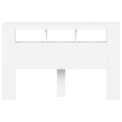 Hoofdeinde met LED 160x18,5x103,5 cm bewerkt hout wit Hoofdeinde met LED 160x18,5x103,5 cm bewerkt hout wit