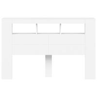 Hoofdeinde met LED 160x18,5x103,5 cm bewerkt hout wit - thumbnail