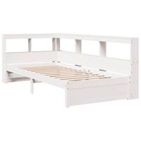 Bed met boekenkast zonder matras grenenhout wit 100x200 cm - thumbnail