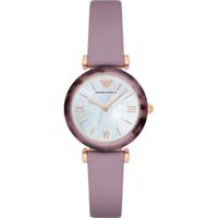 Emporio Armani Gianni T-Bar dameshorloge AR11003|MOP wijzerplaat|paarse leren band - thumbnail