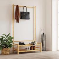 Kledingrek met schappen 103x40x183 cm bamboe - thumbnail