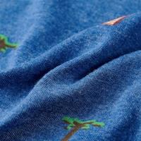 Kindershirt 140 gemleerd donkerblauw - thumbnail