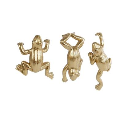 Beeld Kikker polystone 6,5x8cm goud