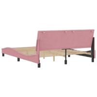 Bedframe met hoofdeinde fluweel roze 160x200 cm - thumbnail