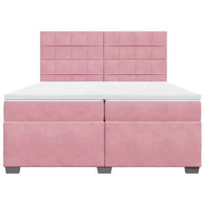 Boxspring met matras fluweel roze 200x200 cm