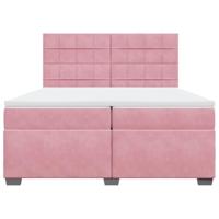 Boxspring met matras fluweel roze 200x200 cm - thumbnail