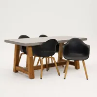 Tuinstoel Montreux zwart/hout met Veltis tafel 180 cm - thumbnail