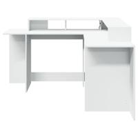 Bureau met LED-verlichting 152x152x91 cm bewerkt hout wit - thumbnail