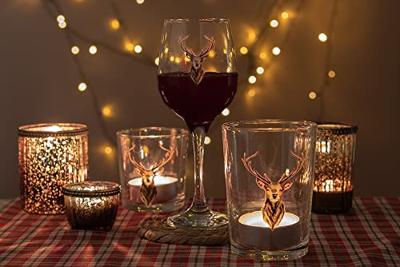 Clayre & Eef Waterglas 400 ml Bruin Glas Rendier Drinkbeker