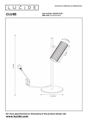 Lucide CLUBS - Bureaulamp - 1xGU10 - Zwart