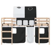 Kinderhoogslaper met tunnel 90x190 cm grenenhout wit en zwart - thumbnail
