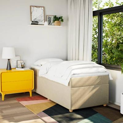 Boxspring met matras stof crèmekleurig 80x200 cm - thumbnail